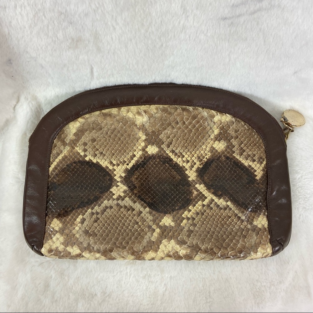 Morle' 1970's-80's Python Snake Skin Clutch Makeu… - image 2